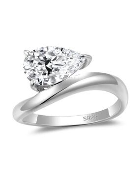 🆕 1.5 CT Moissanite Diamond Pear Shaped 925 Sterling Silver Ring